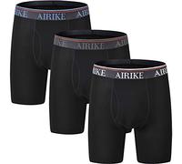 AIRIKE Mens Boxer Briefs 3-Pack Soft Comfort Stretch Bamboo Underwear Boxer Shorts Classic Black Size 2XL