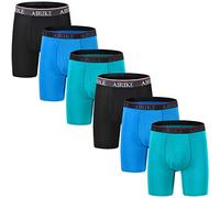 AIRIKE Mens Unerwear Boxer Shorts Soft Breathable Bamboo Underwear Boxer Birefs 6-Pack (Black,Blue,Green) Size 4XL