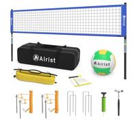 Airist Portable Volleyball Net Set,Professional Volleyball Nets Set for Backyard and Beach,Outdoor Volleyball Net with Height Adjustable Poles,Volleyball and Carrying Bag(Blue), 32FT (AIR-US-PT-007)