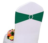AIRIT LOVELY 100 Pack Dark Green Chair Sashes Spandex Green Sashes for Chairs Wedding Chair Sash Clearance Stretch Chair Sashes Bands with Buckle Slider for Banquet Party Decorations
