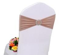 AIRIT LOVELY Nude Chair Sashes 50 Pack Spandex Chair Sashes Bows Nude Sashes for Chairs Stretch Chair Sash Bands with Buckle Slider for Wedding Banquet Party Decorations