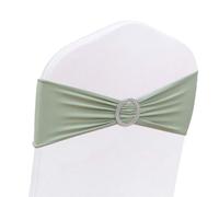 AIRIT LOVELY Sage Chair Sashes for Wedding 50 Pack Spandex Sage Green Sashes for Chairs Sage Green Chair Sashes Bows with Blucke for Bridal Baby Shower Birthday Banquet Party Decorations