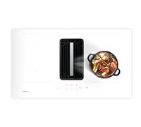 Klarstein AirJet 90 Induction Hob with Extractor - A++ Energy Efficiency, 750 m³/h Exhaust, Flex Zones, Touch Control, Child Lock, Stainless Steel & Glass, White