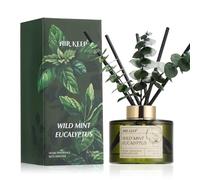 Airkeep Reed Diffuser, Wild Mint & Eucalyptus Scent with Diffuser Sticks & Decorative Eucalyptus Stems, Home Fragrance for Bedroom, Bathroom & Living Room