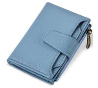 Airkit Wallet Women, Small Wallet for Women Leather, Ladies Bifold Compact RFID Blocking Credit Card Holder, Girls Mini Travel Purse, Pocket Passport Wallet with 4 ID Window, Blue, Classic Elegance