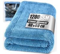 Airlab 1200GSM Extra Thick Absorbent Microfibre Drying Towel, Double-Sided Triple Twisted Loop Magic Cloth, Shiny Wipes Cleaning Cloths for Car Washing/Detailing, Bathroom Windows & Shower, 60x40cm