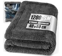 Airlab 1200GSM Extra Thick Absorbent Microfibre Drying Towel, Double-Sided Triple Twisted Loop Magic Cloth, Shiny Wipes Cleaning Cloths for Car Washing/Detailing, Bathroom Windows & Shower, 60x40cm