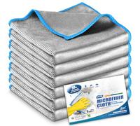 Airlab 6X Double-Sided Microfibre Cleaning Cloth, Lint Free Magic Glass Cloth for Window, Streak-Free Polishing Cloth for Mirror Car Windscreen, Kitchen Towels Dish Cloths