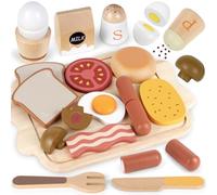 Airlab Full English Breakfast Wooden Play Food, Toy Food Set for Kids Kitchen, Role Play Pretend Accessories for Toddler, Children‘s Educational Learning Gift British Morning Fry-up for Boys and Girls