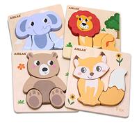 Airlab Wooden Chunky Jigsaw Puzzles for Toddler 1+ Year Olds, Baby Montessori Sensory Toys, 1st Birthday Gifts for Girls Boys, Preschool Educational Learning Toys for Kid Ages 1 2 3