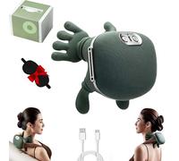 Airlandolists Hand Shoulder and Neck Massager,Cervical Relaxer Pillow,with Heat Kneading,Master for Shoulder, Lower Abdominal, Shiatsu Back and Neck, with 3-Speed Adjustment to Men Women (Green)