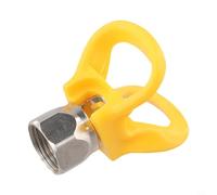 Airless Sprayer Nozzle Seat Guard with Flat Tip Design, Thread Size G7/8 14, Made of Metal and Plastic to Protect Sprayer Nozzle from Scratches and Wear (Yellow)