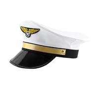 Airline Captain Hat - Adjustable Naval Pilot Hat, Cosplay Costume Cap | Women Men Adults Halloween Party Accessory, Sailor Airline Ĥat For Birthday Travel Dress Up Uniform Pilot Outfit