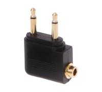 Airline Headphone Adapter, Double 3.5mm Male to 3.5mm Female Airplane Headphone Adapter Gold Plated, Double Portable Headphone Adapter, Aviation Headphone Conversion Plug
