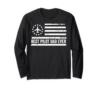 Airline Pilot US American Flag Patriotic Retro Long Sleeve T-Shirt
