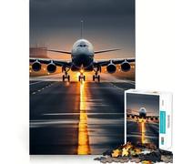 Airliner Take Off Rainy Jigsaw Puzzles 1000 Pieces for Teenagers Sharp Logic Stress Less Family Pastime Furniture Decor (50x75cm)