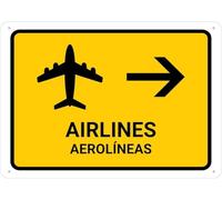 AirLiness Right Arrow Yellow Bilingual Spanish Warning Metal Sign Tin Signs Aluminum Plaque for Outdoors Use Yard Farm Fence Home Wall Decor 8x12 inch