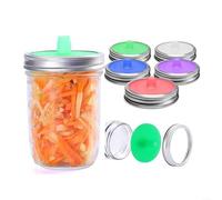 Airlock Silicone Lids For Fermenting Vegetables 3.4 Inch Diameter Covers For Sauerkraut Kimchi Pickles And Garlic Bpa Organic Material Dishwasher Safe Multicolor Set Of Five For Wide Mouth Jars(B)