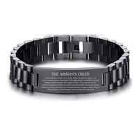 Airman’s Creed Bracelet for U.S. Air Force | Black Stainless Steel Military Bracelet | Gift for Airman, Veteran, or Military Supporter | Army, Air Force Graduation Gift