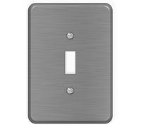 Airmont Products Stainless Steel Metal, 1-Gang White Maxi-Size Wall Plate Toggle Switch, Oversized 3.5 x 5 Inch Outlet Cover, Metal Toggle Switch