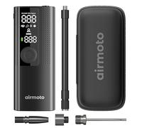 Airmoto and Carrying Case Bundle Deal - Tire Inflator Portable Air Compressor with Hard Case - Air Pump for Car Tires, Motorcycle, Bicycle - Cordless Tire Pump with Tire Pressure Gauge