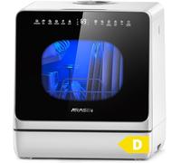 AIRMSEN 2025 NEW Upgraded Table Top Dishwasher, Countertop Dishwasher No Plumbing with Water Softener, 8+3 Wash Programs, 5L Tank, 1-18H Delay Start, Child Lock, 360° Dual Spray Arms