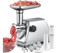AIRMSEN Heavy Duty Electric Meat Grinder - Professional Stainless Steel Sausage Maker & Stuffer with 3 Plates, 2 Stainless Blades & Kubbe Kit - Fast, Quiet, Easy to Clean for Home & Commercial Use