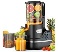 AIRMSEN Juicer Machines, 147MM Wide Chute Cold Press Juicer for Whole Fruit and Vegetable, 2.1L Auto-Feed Time-Saver, 7+1-Stage New Upgraded Auger Slow Masticating High Yield, Easy to Clean Black