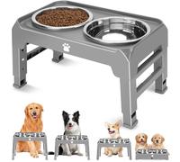 AIRMX Elevated Dog Bowls Adjustable Heights Dog Bowl Stand with 2 Large Stainless Steel Dog Bowls, Non-Slip Foldable Raised Dog Feeder for Medium Large Dogs, Adjusts to 3.2", 8.7", 10.2", 11.8", Grey