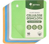 AIRNEX 10 Pack Swedish Dishcloths for Kitchen - Eco-Concious Reusable Dish Towels & Cloths - Super Absorbent, Odor Resistant and Fast Drying Wash Cloths for Dishes & Surfaces