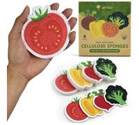 AIRNEX Biodegradable Cellulose Compressed Sponges Bulk - Vegetable Shaped Kitchen Pack of 8 - Eco Friendly, Odor Free, Natural, Pop Up Compostable Scrubbers for Washing Dishes