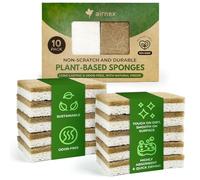 AIRNEX Biodegradable Washing Up Sponge Pack of 10 - Natural Cellulose and Coconut Kitchen Sponges - Heavy Duty Non Scratch Eco Sponges Washing Up Scourers Multipack for Dishes, Pots and Pans
