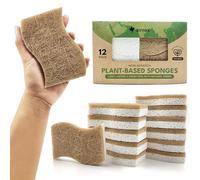 AIRNEX Eco Washing Up Sponges 12 Pack - Biodegradable Cellulose & Coconut Husk Scrubber - Plastic Free Kitchen Dish Sponges, Non Scratch, Compostable Natural Sponges for Washing Up
