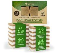 AIRNEX Eco Washing Up Sponges 12 Pack - Biodegradable Cellulose & Coconut Husk Scrubber - Plastic Free Kitchen Dish Sponges, Non Scratch, Compostable Natural Sponges for Washing Up