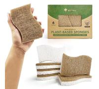 AIRNEX Eco Washing Up Sponges 6 Pack - Biodegradable Cellulose & Coconut Husk Scrubber - Plastic Free Kitchen Dish Sponges, Non Scratch, Compostable Natural Sponges for Washing Up