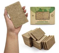 AIRNEX Plant-Based Scouring Pads for Dishes - Coconut Husk Non Scratch Scrub Pads - Natural Kitchen Scrubbing Pads for Pots & Pans - Eco Friendly & Non Abrasive Dish Scrubber Pads - Pack of 24
