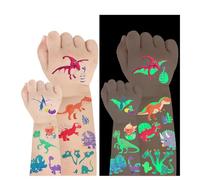 AIRNOGO TattoosKids 12 Sheets Dinosaur Temporary TattoosKids Glow in the Dark Fake Tattoos Waterproof & Skin Friendly Kids Tattoos Sticker Kit Kids Flash Make Up Tattoos Party Bag FillersKids