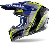 Airoh Aviator 3 Hima Motocross Helmet, blue-yellow, size M for Men