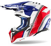 Airoh Aviator 3 Hima Motocross Helmet, white-red-blue, size 2XL for Men