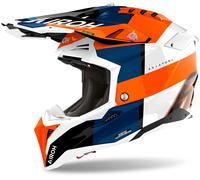 Airoh Aviator 3 Monarch Motocross Helmet, white-blue-orange, size 2XL for Men
