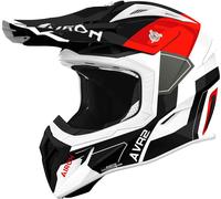 Airoh Motocross Helmet Aviator Ace 2 Shield, Black/White/Red, Size S (Men)