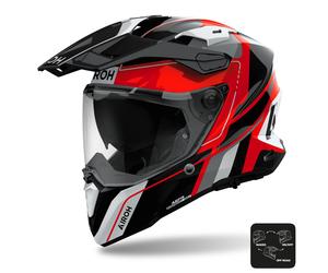 Airoh Commander 2 Adventure Moto Motorcycle Motorbike Helmet Gloss Skip Red