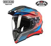 AIROH COMMANDER BOOST RED BLUE MATT DUAL SPORTS ADVENTURE MOTORCYCLE BIKE HELMET