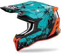 Airoh Strycker Crack Carbon Motocross Helmet, black-green-orange, size XS for Men