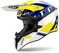 Airoh Wraaap Feel Motocross Helmet, white-blue-yellow, size L for Men