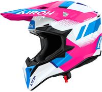 Airoh Wraaap Vision Motocross Helmet, white-pink-blue, size M for Men