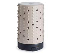 Airomé Inspire Ceramic Essential Oil Diffuser 100 mL Humidifying Ultrasonic Aromatherapy Diffuser with 8 Colorful LED Lights, Intermittent & Continual Mist, Auto Shut-Off, Cream Floral