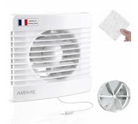 Airope 100 mm VMC Air Extractor Fan with Pull Switch, Non-Return Valve + Mosquito Net, 7 W, 26 dB, for Bathroom, Kitchen, Toilet, Silent, 5-Year Warranty