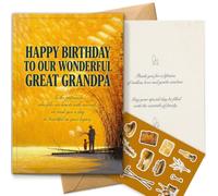 AIROW Birthday Card - Great Grandpa Greeting Card, Warm Sentimental Patriarch Birthday, Beautiful Landscape Art Design, Standard A5 Size, Double-Sided Print, Includes Kraft Envelope & Sticker Sheet