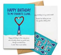AIROW Funny Birthday Card for Twin Sister, Favourite Clone Design